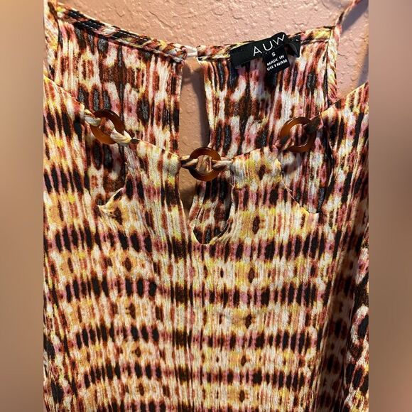 AUW brown and yellow print tank top - Picture 3 of 7